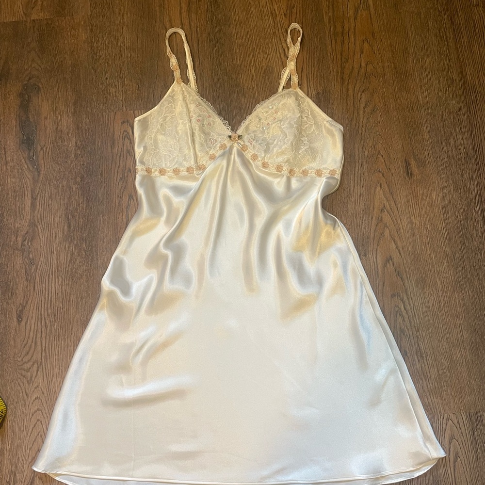 Elegant Cream Lace Slip Dress